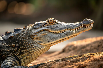 Fototapeta premium A Powerful Crocodile Portrait Capturing Its Fearsome Expression