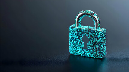 Fototapeta premium Glowing Blue Digital Lock on a Dark Surface Representing Cyber Security and Data Protection