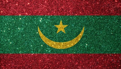 Fototapeta premium キラキラしているモーリタニアの国旗(glitter Mauritania flag) 