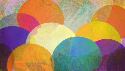 vibrant overlapping circles abstract art, colorful geometric pattern with textured canvas surface for modern design use