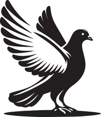 Fototapeta premium black dove bird clip art vector, dove bird silhouette vector, dove bird vector illustration, dove bird logo vector, dove bird vector icon, dove bird silhouette vector isolated on white background full