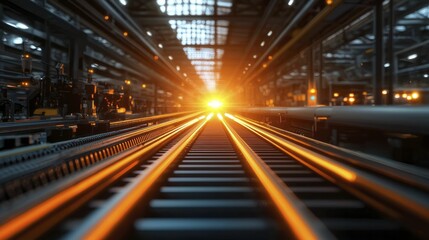 A serene factory environment with smart sensors subtly integrated into machinery, emphasizing the blend of technology and efficiency.