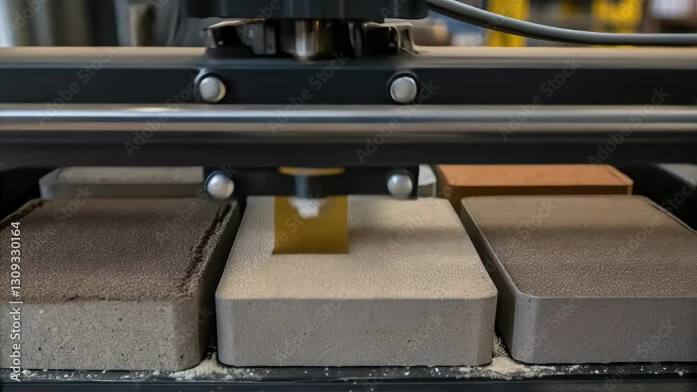 Leinwandbilder Automated robotic arm analyzing different soil samples in laboratory, performing material testing for construction and engineering projects