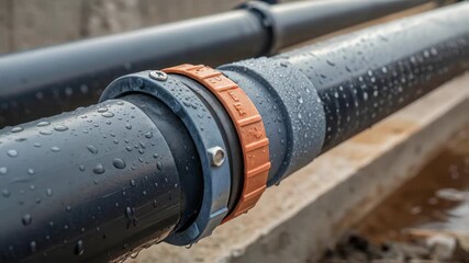 Wet water pipes are connected with a special element, ensuring a tight and reliable seal, essential for efficient water transportation in various applications