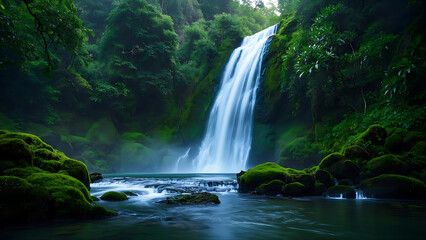 Hidden Waterfall in Lush Forest