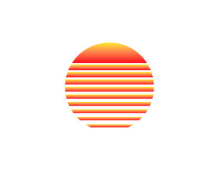 A retro sun with a geometric shape, inspired by the bright and vibrant styles of the 1980s and 1990s.