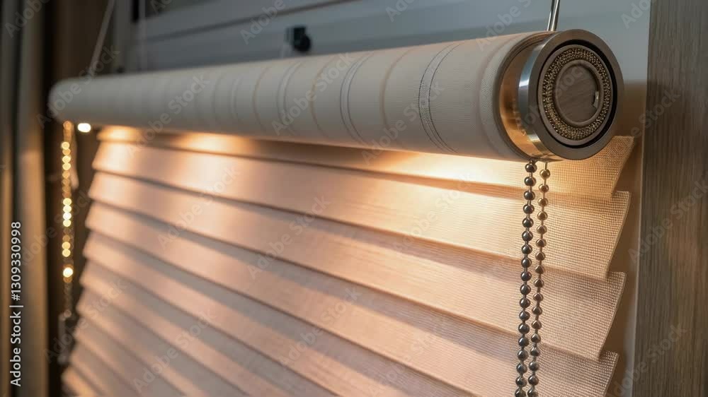 Poster soft cellular shades gracefully gliding from closed to open, gently filtering warm natural light and