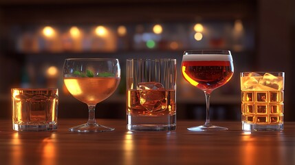 Bar drinks, cocktails, whiskey, beer, pub, night, illuminated, alcohol, beverages, row