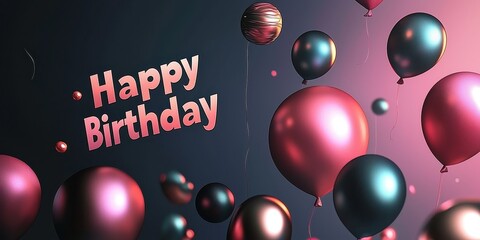 Happy Birthday 3d background minimalistic mockup with space for text in cosmic galaxy tones
