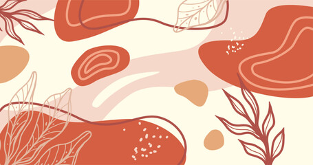 Vector Terracotta background, Minimalist abstract nature art shapes, Template for design 