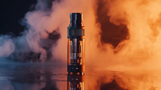 A Modern Vaping Device In Smoky Atmosphere