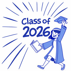 Graduation Cap and Diploma - Class of 2026 Themed Design
