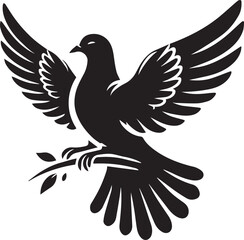 Obraz premium black dove bird clip art vector, dove bird silhouette vector, dove bird vector illustration, dove bird logo vector, dove bird vector icon, dove bird silhouette vector isolated on white background full