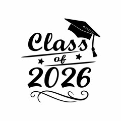 Class of 2026 High-Contrast Black and White Vector