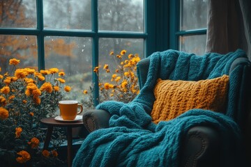 Autumn Cozy Corner with Tea