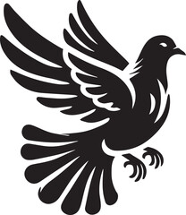 Fototapeta premium black dove bird clip art vector, dove bird silhouette vector, dove bird vector illustration, dove bird logo vector, dove bird vector icon, dove bird silhouette vector isolated on white background full
