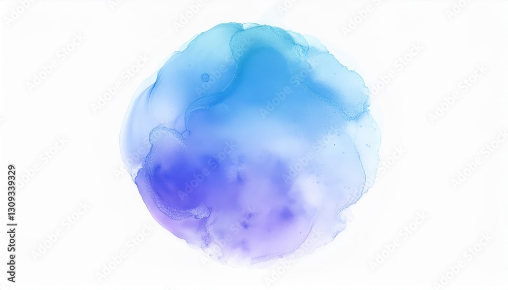 Poster ethereal blue and purple watercolor circle with soft gradients, abstract artistic background for mod