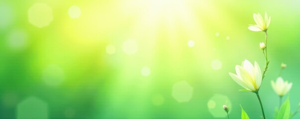 Obraz premium Soft blended green and yellow watercolor, spring theme, watercolor, leaves