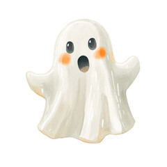 Cute Cartoon Ghost with Cheerful Expression