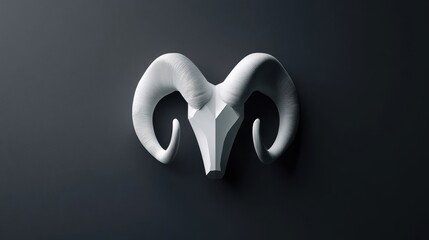 Stylized ram head sculpture.