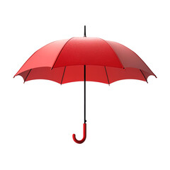 A red umbrella with a black handle and tip.