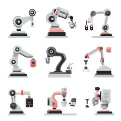 Automation icon set cut out isolated on white background