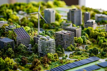 Obraz premium A conceptual model a clean energy city featuring renewable energy technologies