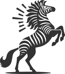 Zebra standing on hind legs rearing up animal silhouette