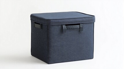 Foldable fabric storage cube with reinforced handles. Compact design perfect for storage. AI generated