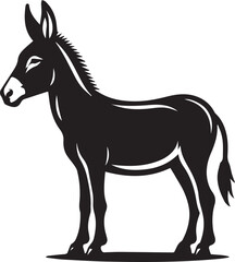 Obraz premium black donkey clip art vector, black donkey silhouette vector, donkey vector illustration, donkey logo vector, donkey vector icon, donkey silhouette vector isolated on white background full body