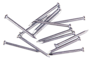 pile of nails isolated on white, transparent background. png file
