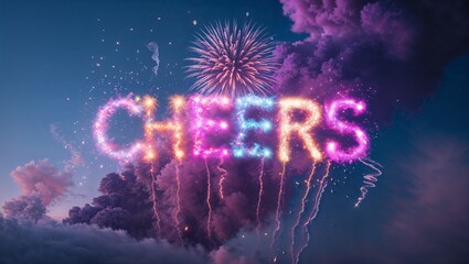 Obraz premium cheers with fireworks