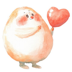 Naklejka premium Adorable character holding heart-shaped balloon