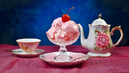Fototapeta premium cup of tea with strawberry