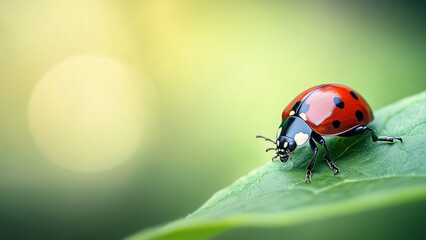 Obraz premium A ladybug is on a leaf
