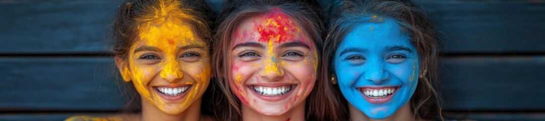 People Celebrating Holi with Gulal Powder in a Colorful Festival. Generative AI