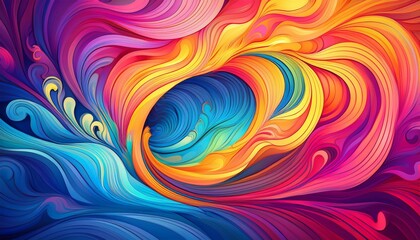 Psychedelic Swirl Gradient. Hypnotic neon pink, yellow & blue (or green) swirl.  Vibrant, trippy texture.  Bold, energetic background.

