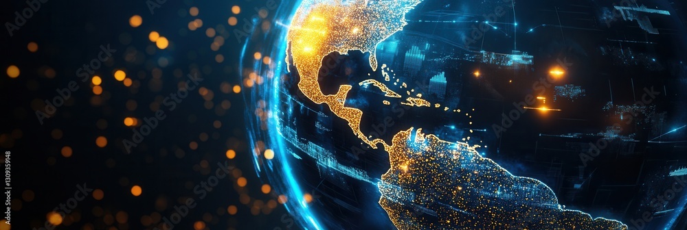 Leinwandbilder futuristic 3d globe showcasing glowing highlights representing global diplomacy with elegant design 