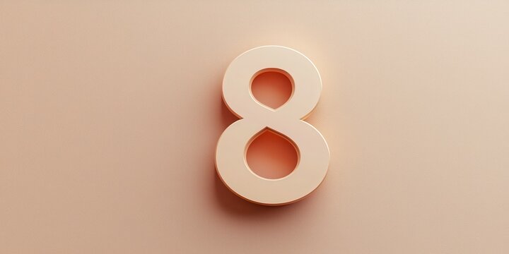 Number 8 on 3d minimalistic Beige background for 8 march international womens day