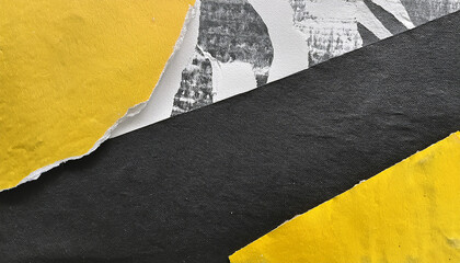 Vintage black and yellow. Grunge collage background. Different textures and shapes. Paper fragments