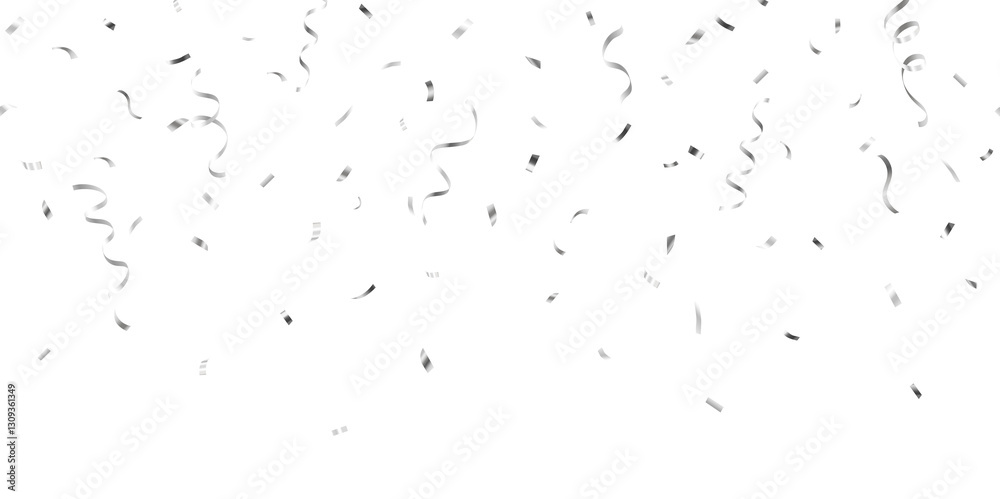 Wall mural realistic shiny decorative falling confetti seamless pattern isolated on transparent background