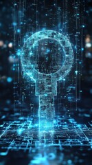 Naklejka premium Holographic display of a quantumgenerated encryption key securing sensitive information