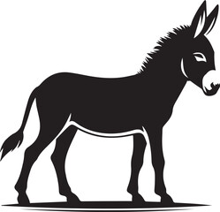 Obraz premium black donkey clip art vector, black donkey silhouette vector, donkey vector illustration, donkey logo vector, donkey vector icon, donkey silhouette vector isolated on white background full body