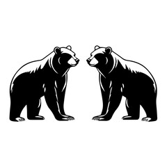 Fototapeta premium Bear Silhouettes in Wildlife Art: A Symbol of Strength & Nature 