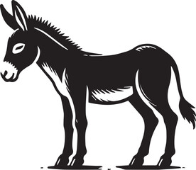Obraz premium black donkey clip art vector, black donkey silhouette vector, donkey vector illustration, donkey logo vector, donkey vector icon, donkey silhouette vector isolated on white background full body