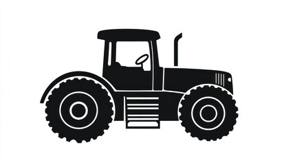 Obraz premium Simple black silhouette of a tractor