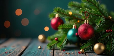 Twigs are adorned with colorful ornaments and greenery, cozy, holiday