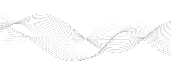 Gray wave curve lines abstract background with flowing particles. Digital energy waves technology concept. Modern backdrop design for business, presentation, banner.