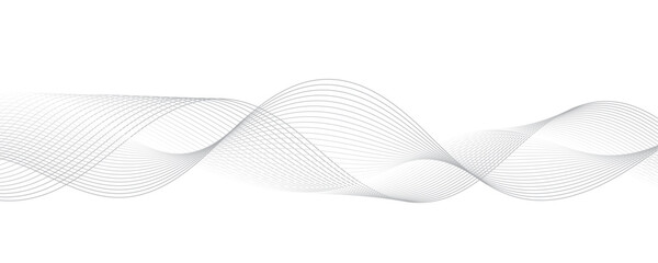 Gray wave curve lines abstract background with flowing particles. Digital energy waves technology concept. Modern backdrop design for business, presentation, banner.