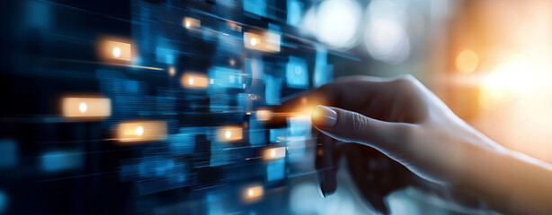 Fototapeta premium business strategist analyzing customer engagement through digital interfaces, showcasing technology and innovation